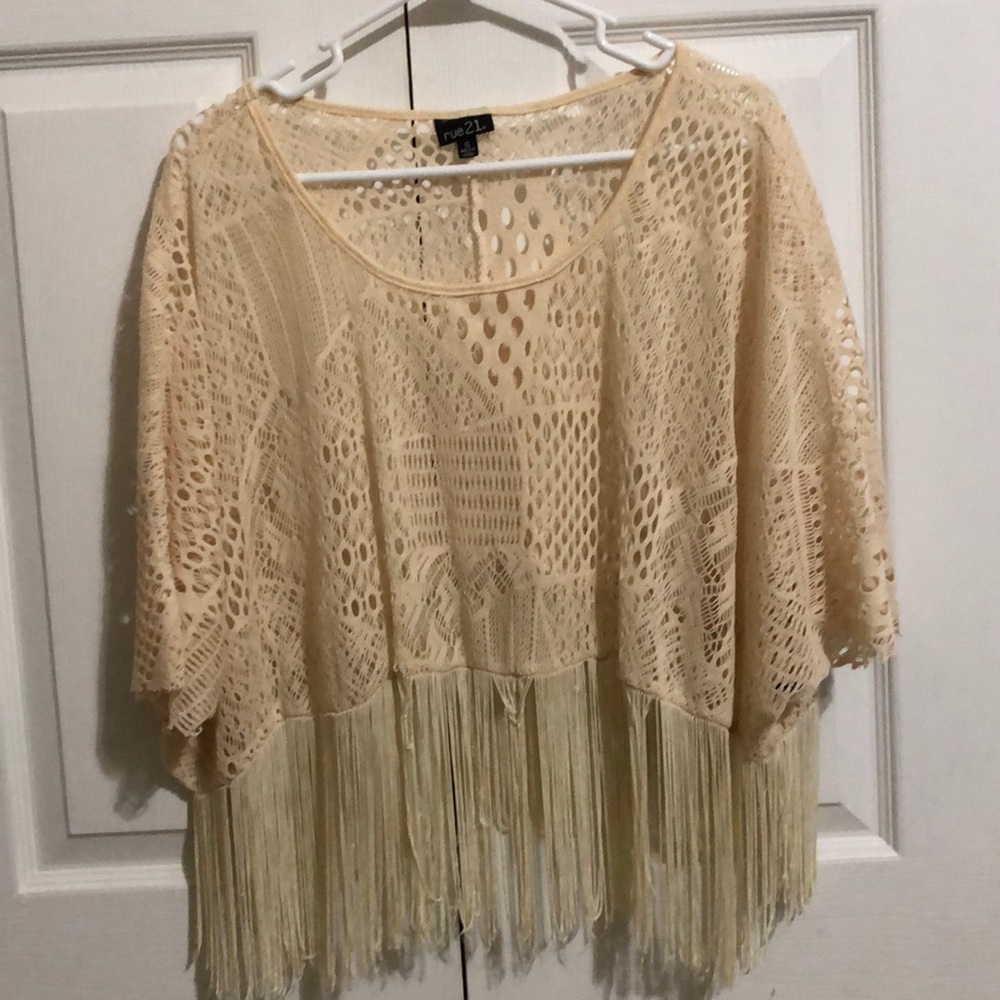 mesh and fringe top